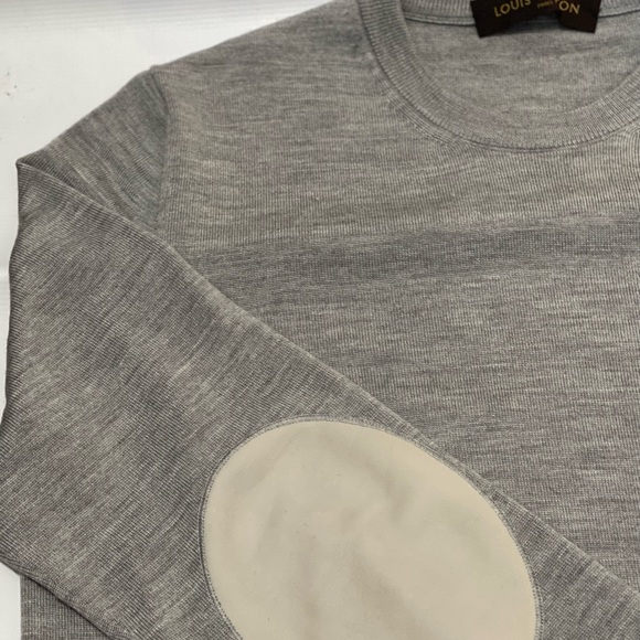 ❌SOLD❌ Authentic Louis Vuitton Gray Wool Silk Knit Sweater w/Elbow Patches - Picture 9 of 9